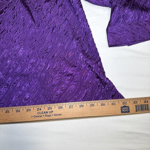 Maggie Barnes 3X Button Front Blouse Purple Textured Crinkle Career Office NWT - Picture 9 of 13